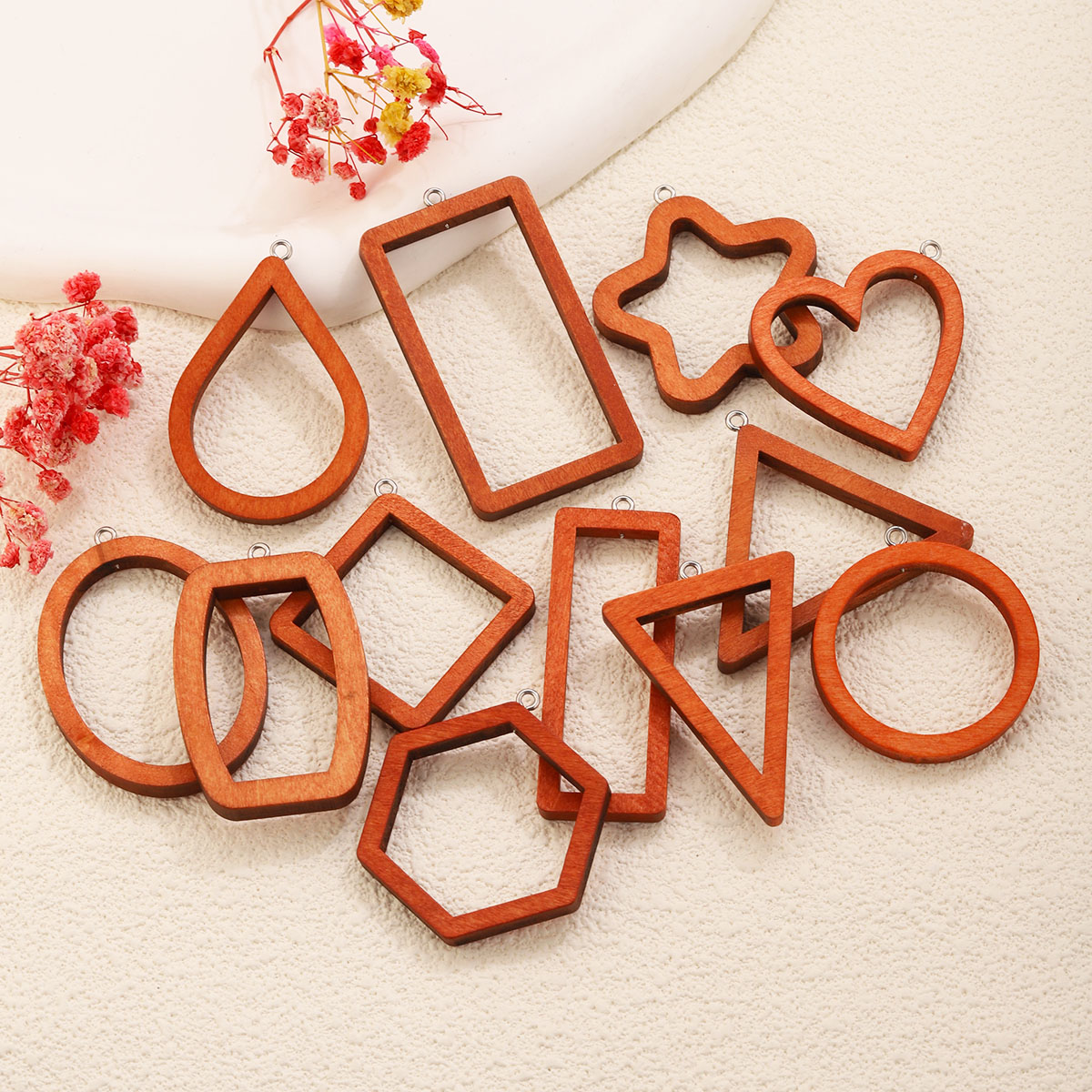 10PCS 삼각형 직사각형 나무 기하학적 참 장식품 귀 - Uv Resin 리뷰 및 가격