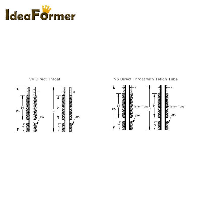 목구멍 M6 26mm V6 Wade 단거리 핫 엔드 모 - Filament 1.75 리뷰 및 가격